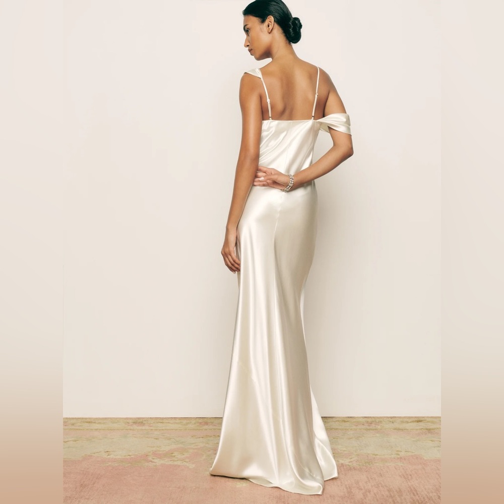 Reformation Ivory Satin Cowl-Neck Maxi Dress - Picture 3 of 12